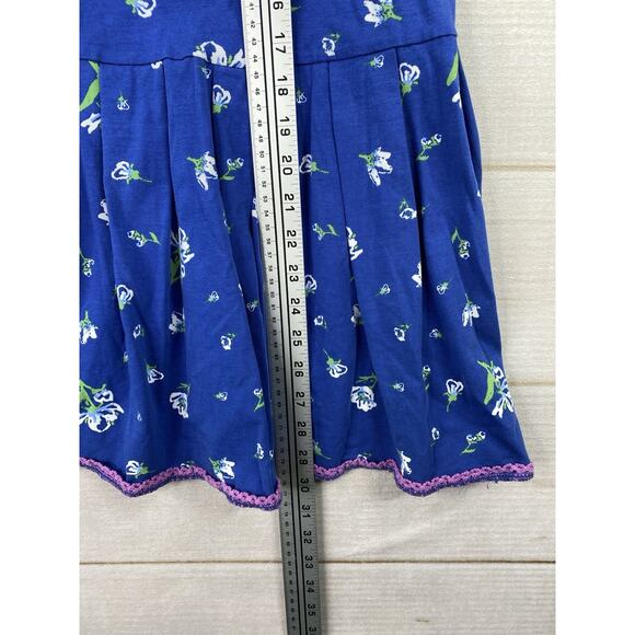 Matilda Jane Dress Girls Size 12 Blue Floral Ruffle Cap Sleeve Crochet Trim Hem - Picture 4 of 8